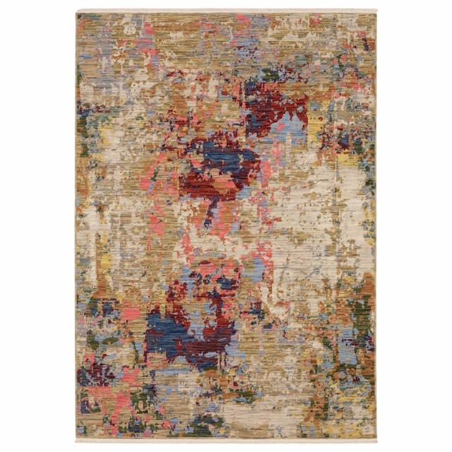 Soleri SOL06 Beige/ Multi Indoor Area Rug - 6'7" x 9'6"