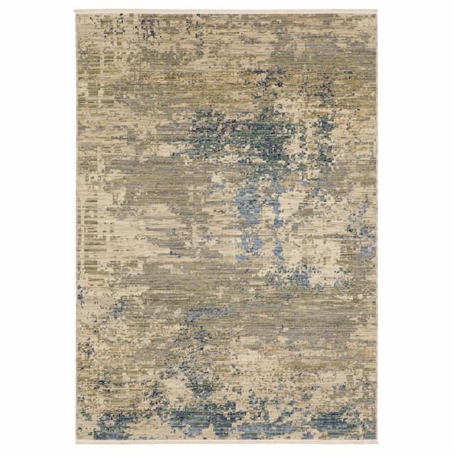 Soleri SOL07 Beige/ Blue Indoor Area Rug - 6'7" x 9'6"