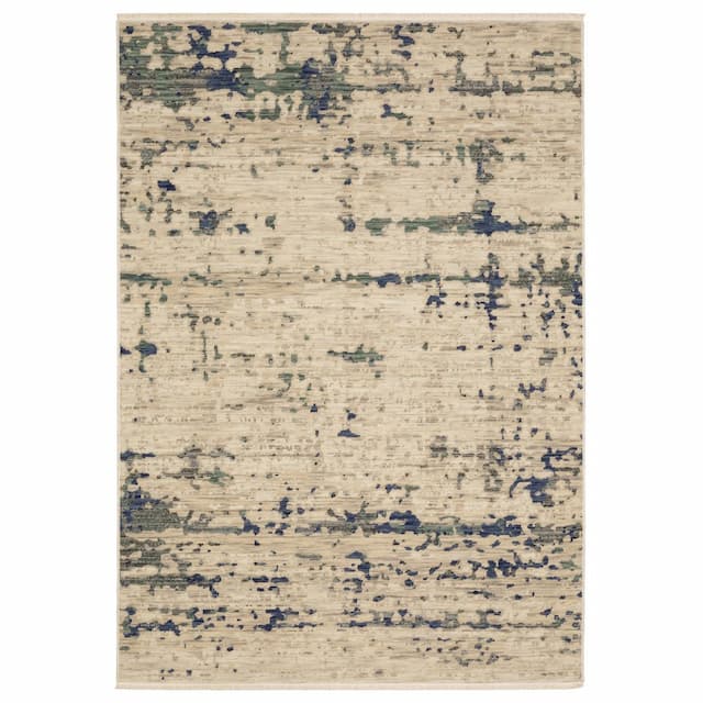 Soleri SOL08 Beige/ Green Indoor Area Rug - 6'7" x 9'6"