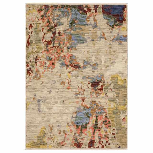 Soleri SOL09 Beige/ Multi Indoor Area Rug - 6'7" x 9'6"