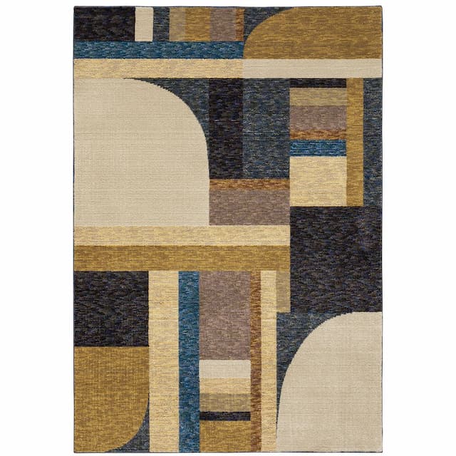 Strada STR01 Gold/ Blue Indoor Area Rug - 10' x 13'2"