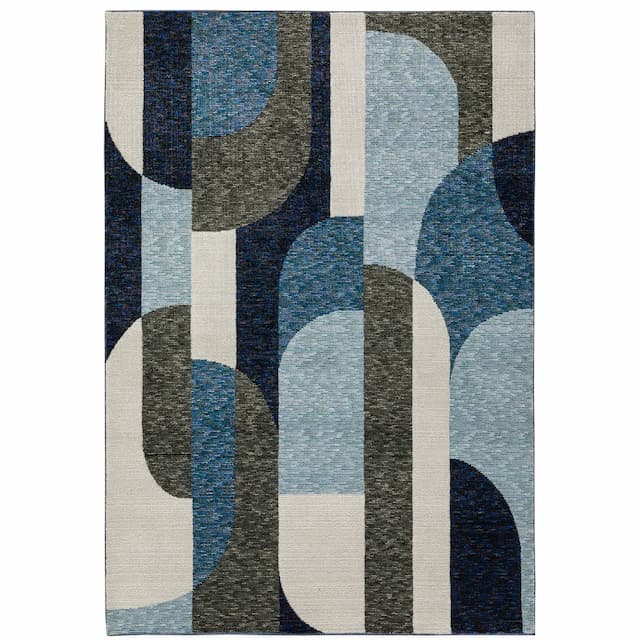 Strada STR03 Blue/ Grey Indoor Area Rug - 10' x 13'2"