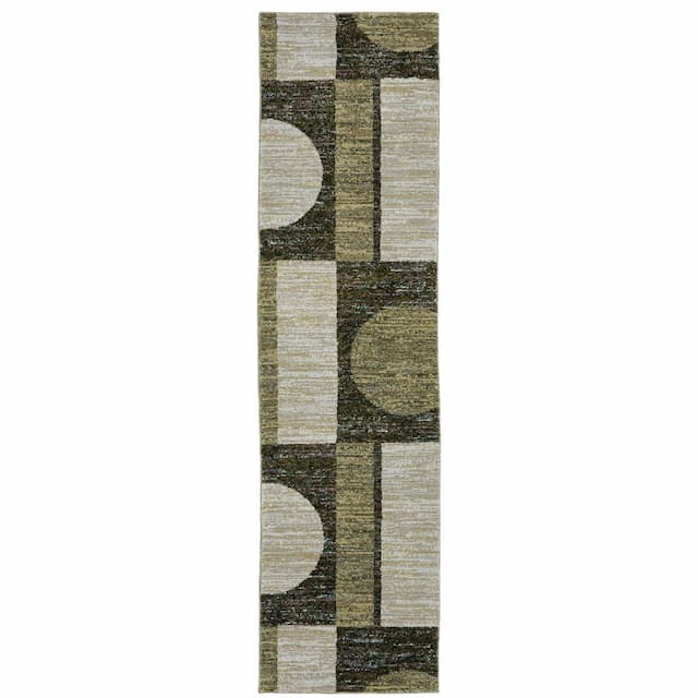 Strada STR05 Gold/ Green Indoor Area Rug - 2'3" x 8'