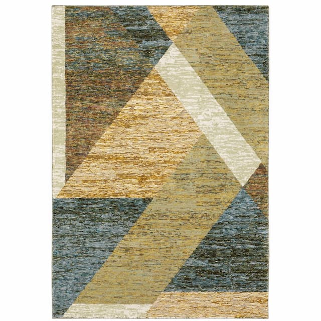 Strada STR09 Gold/ Blue Indoor Area Rug - 10' x 13'2"