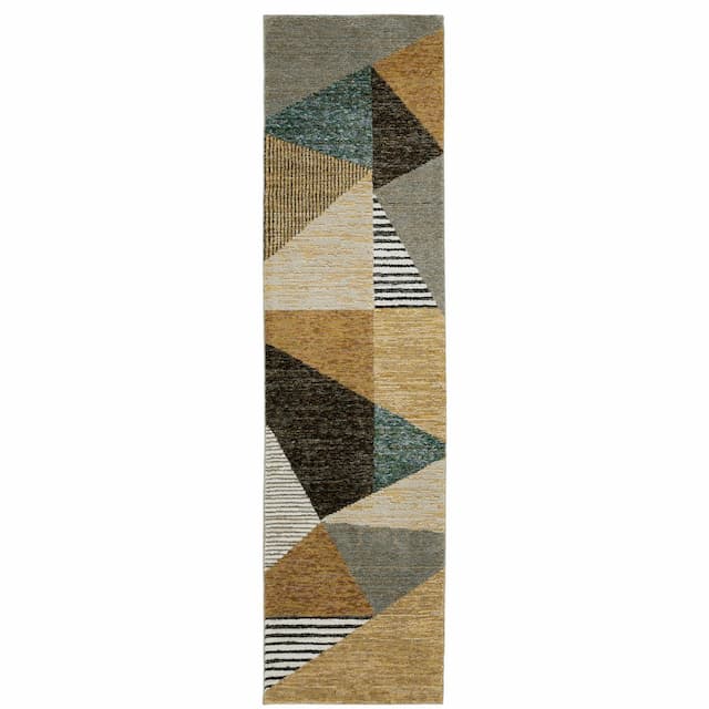 Strada STR10 Gold/ Multi Indoor Area Rug - 2'3" x 8'