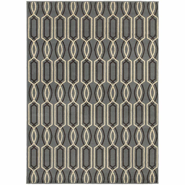 Stratton 6019A Blue/ Ivory Indoor Area Rug - 9'10" x 12'10"