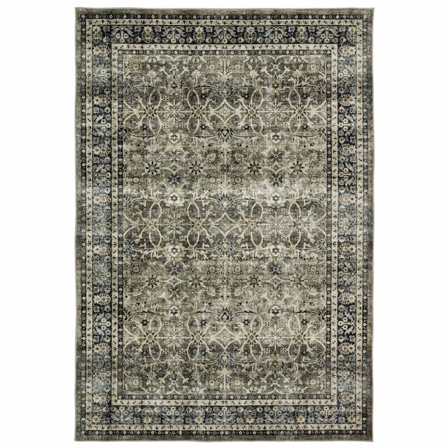 Sumter SUM06 Charcoal Grey/ Blue Machine Washable Indoor Area Rug - 3'6" x 5'6"