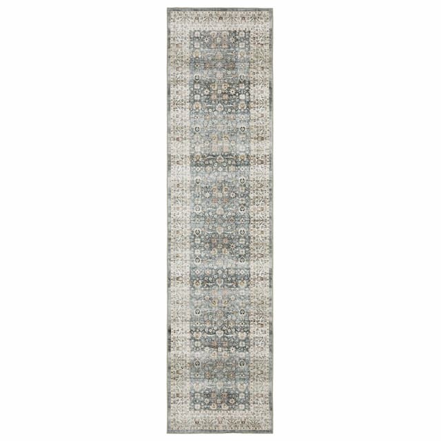 Sumter SUM07 Grey/ Ivory Machine Washable Indoor Area Rug - 2' x 8'