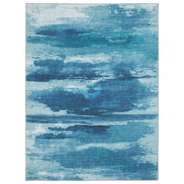 Sumter SUM10 Blue/ Ivory Machine Washable Indoor Area Rug - 2' x 3'