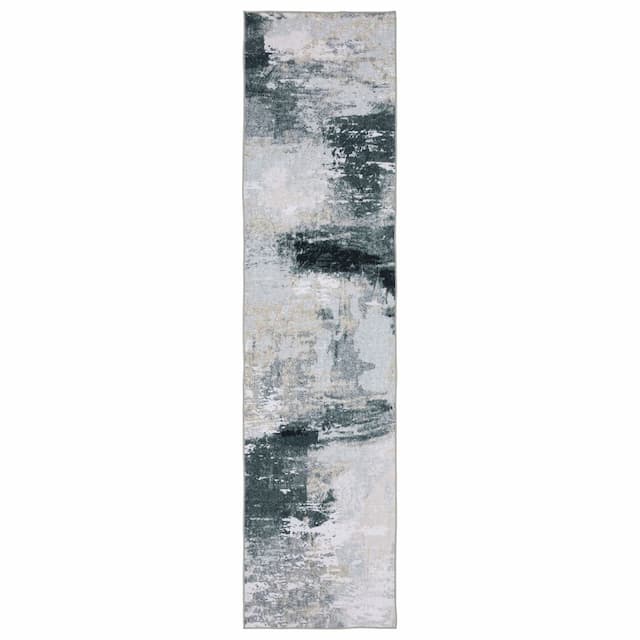 Sumter SUM12 Ivory/ Grey Machine Washable Indoor Area Rug - 2' x 8'