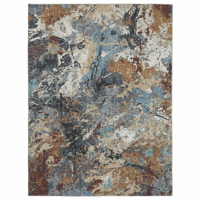 Sumter SUM13 Blue/ Rust Machine Washable Indoor Area Rug - 3'6" x 5'6"