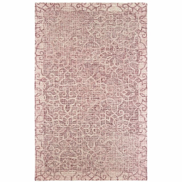 Tallavera 55601 Pink/ Ivory Hand-crafted Wool Area Rug - 10' x 13'