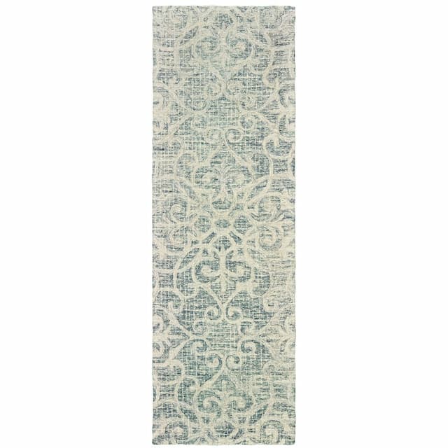 Tallavera 55602 Grey/ Ivory Hand-crafted Wool Area Rug - 2'6" x 8'