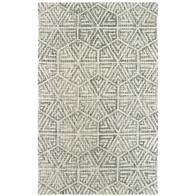 Tallavera 55605 Grey/ Ivory Hand-crafted Wool Area Rug - 3'6" x 5'6"