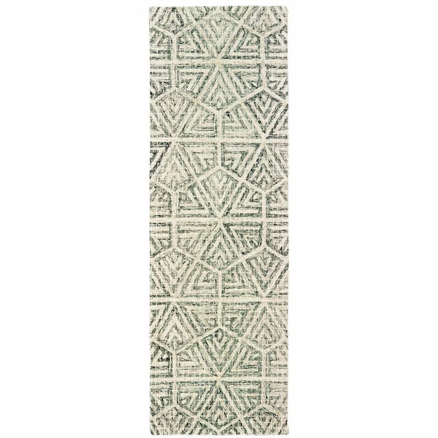 Tallavera 55605 Grey/ Ivory Hand-crafted Wool Area Rug - 2'6" x 8'