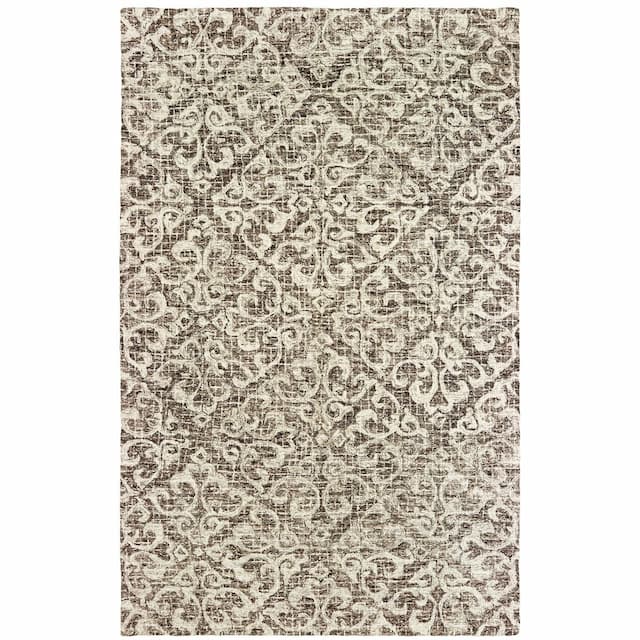 Tallavera 55607 Brown/ Ivory Hand-crafted Wool Area Rug - 10' x 13'