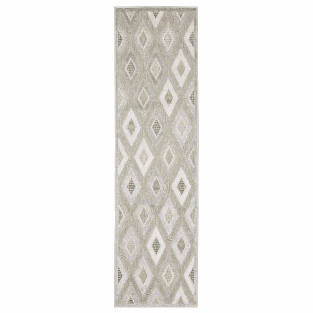 Tangier TAN02 Beige/ Grey Indoor Area Rug - 2'3" x 7'6"