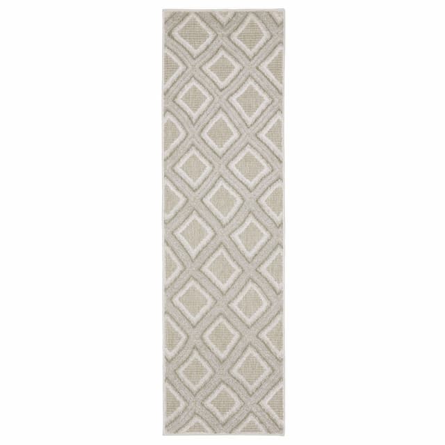 Tangier TAN04 Grey/ Beige Indoor Area Rug - 2'3" x 7'6"