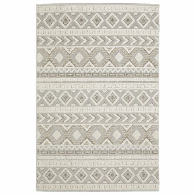 Tangier TAN06 Grey/ Beige Indoor Area Rug - 5'3" x 7'6"