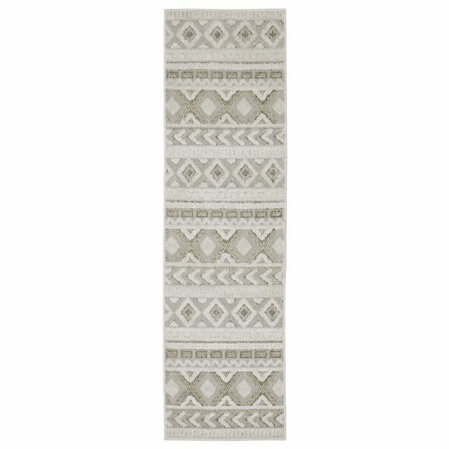 Tangier TAN06 Grey/ Beige Indoor Area Rug - 2'3" x 7'6"