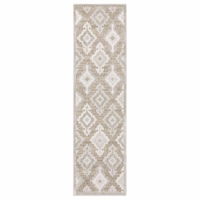 Tangier TAN08 Beige/ Grey Indoor Area Rug - 2'3" x 7'6"