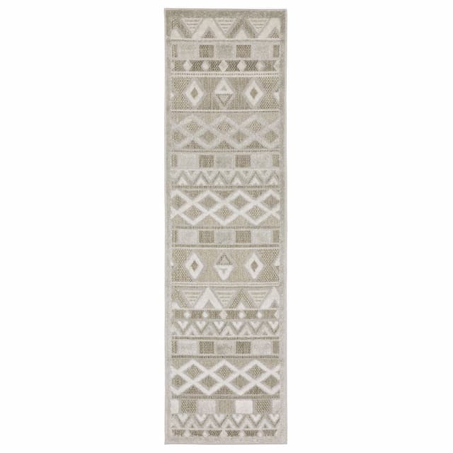 Tangier TAN09 Beige/ Grey Indoor Area Rug - 2'3" x 7'6"