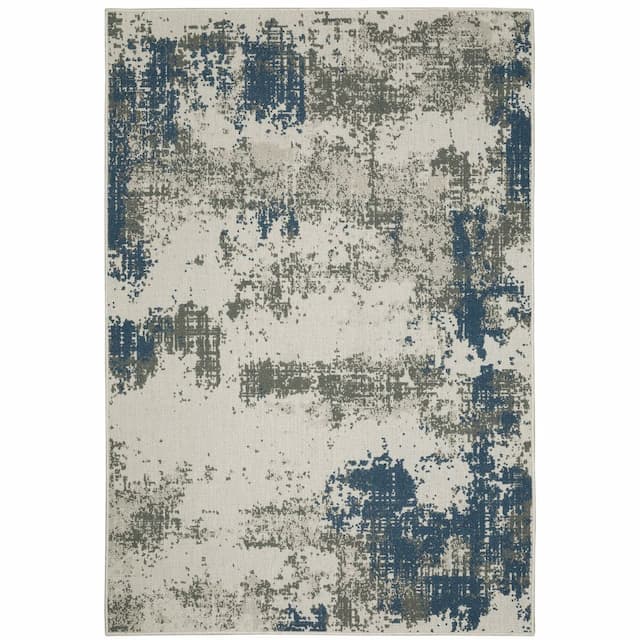 Torrey 140H1 Light Grey/ Blue Indoor/Outdoor Area Rug - 1'10" x 3'9"