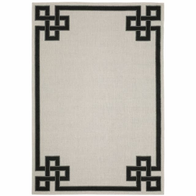 Torrey 1530I Light Grey/ Black Indoor/Outdoor Area Rug - 1'10" x 3'9"