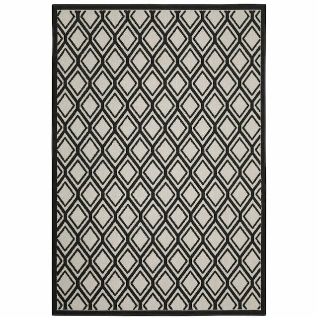 Torrey 4151G Light Grey/ Black Indoor/Outdoor Area Rug - 1'10" x 3'9"