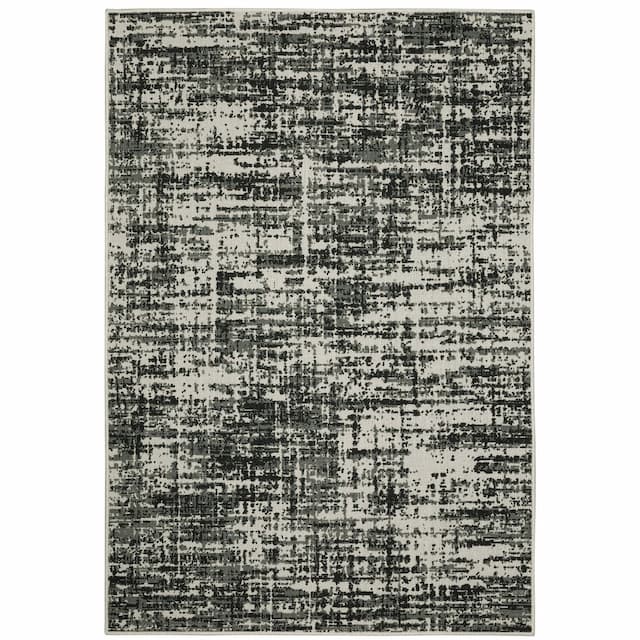 Torrey 531W1 Black/ Light Grey Indoor/Outdoor Area Rug - 1'10" x 3'9"