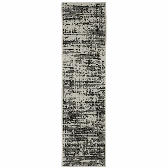 Torrey 531W1 Black/ Light Grey Indoor/Outdoor Area Rug - 1'10" x 7'3"