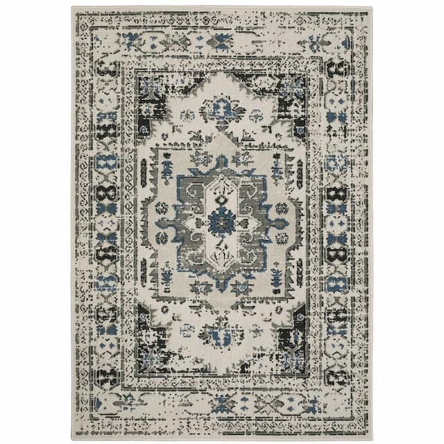 Torrey 5561H Light Grey/ Grey Indoor/Outdoor Area Rug - 1'10" x 3'9"