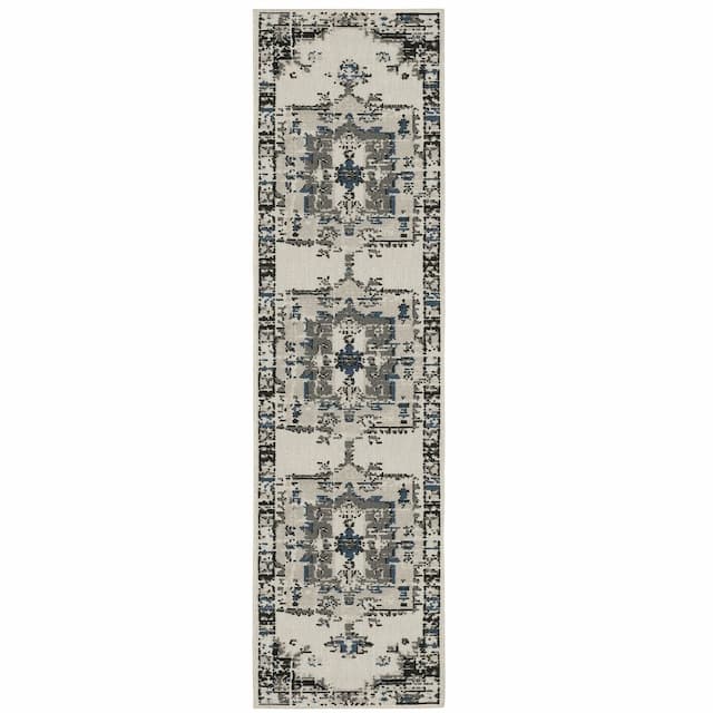 Torrey 5561H Light Grey/ Grey Indoor/Outdoor Area Rug - 1'10" x 7'3"