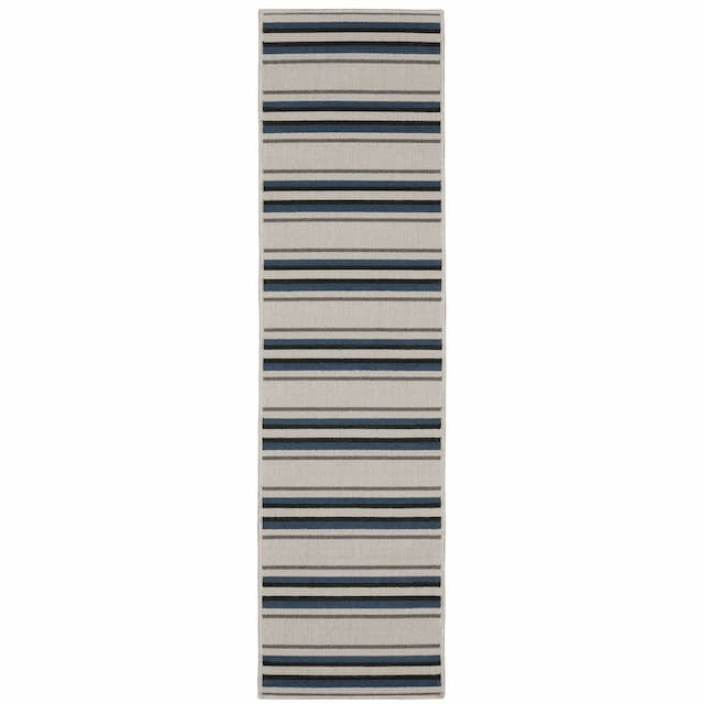 Torrey 5571Y Light Grey/ Blue Indoor/Outdoor Area Rug - 1'10" x 7'3"