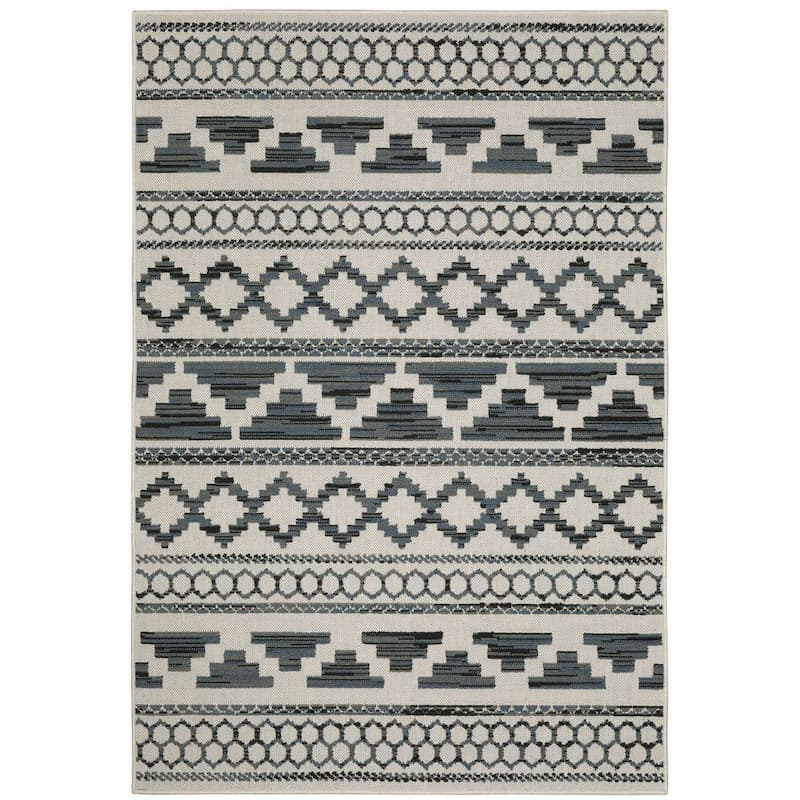 Torrey 005Y1 Light Grey/ Blue Indoor/Outdoor Area Rug