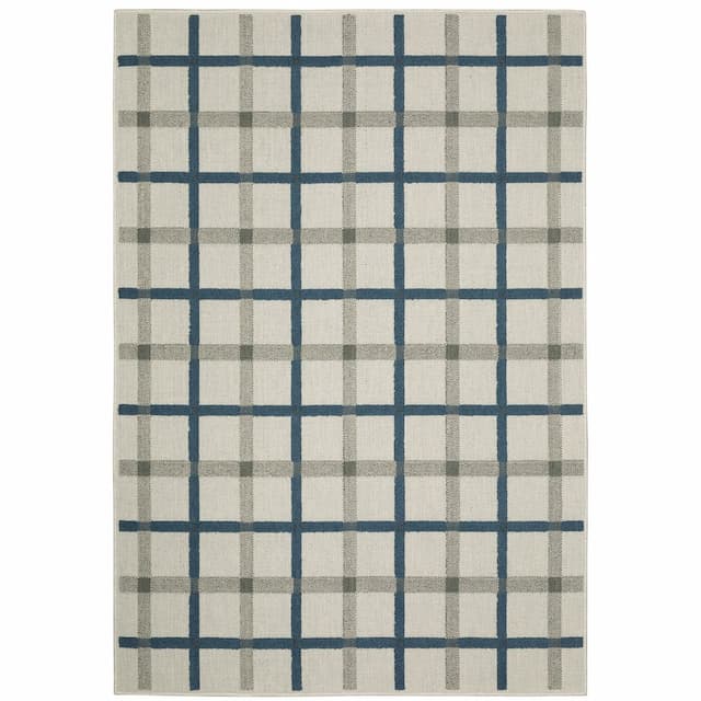 Torrey 7150H Light Grey/ Blue Indoor/Outdoor Area Rug - 1'10" x 3'9"