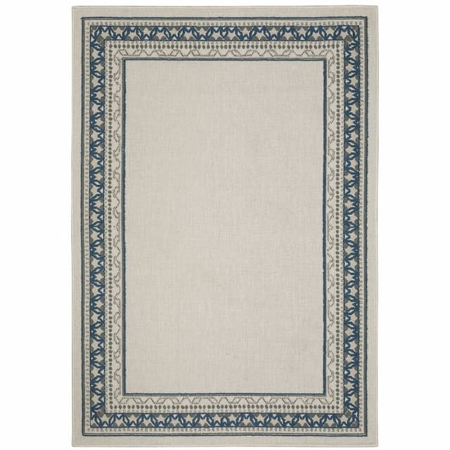 Torrey 8020W Light Grey/ Blue Indoor/Outdoor Area Rug - 1'10" x 3'9"