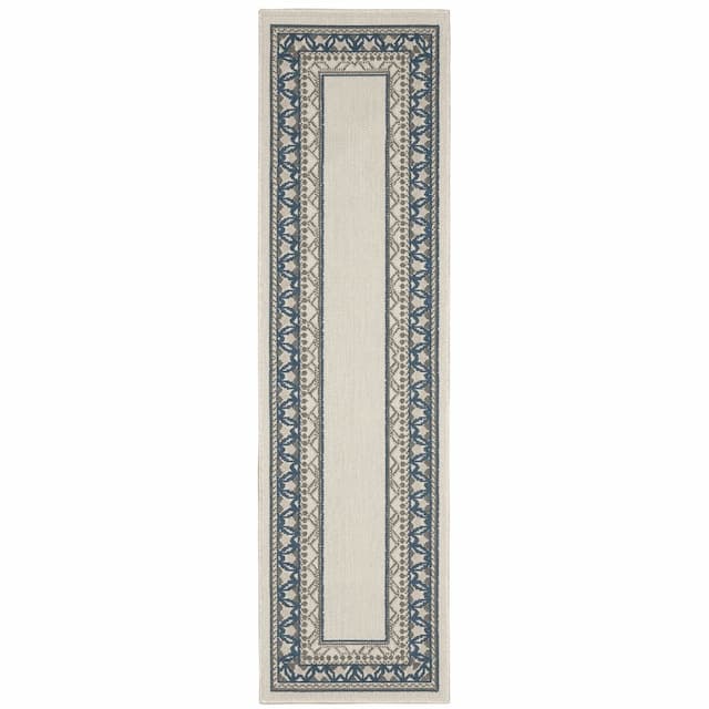 Torrey 8020W Light Grey/ Blue Indoor/Outdoor Area Rug - 1'10" x 7'3"