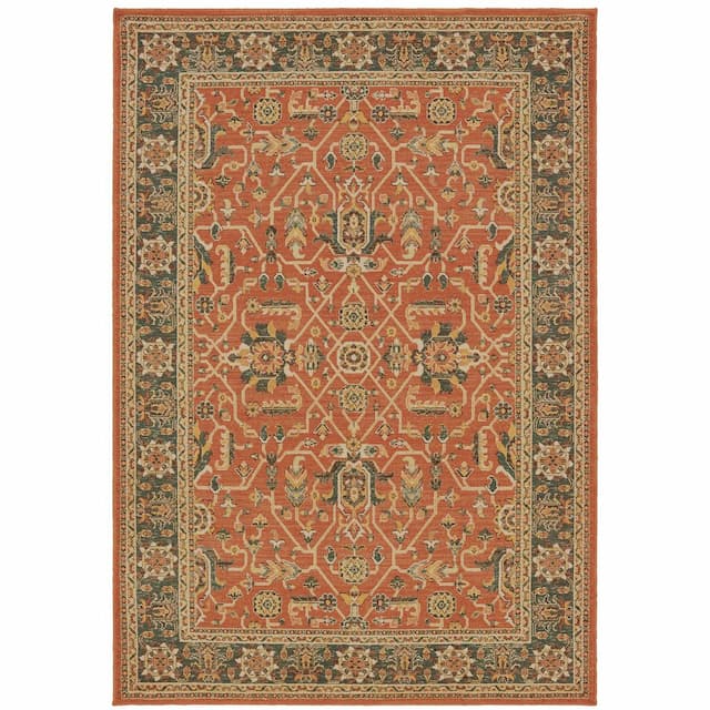 Toscana 9537C Orange/ Blue Indoor Area Rug - 3'10" x 5'5"