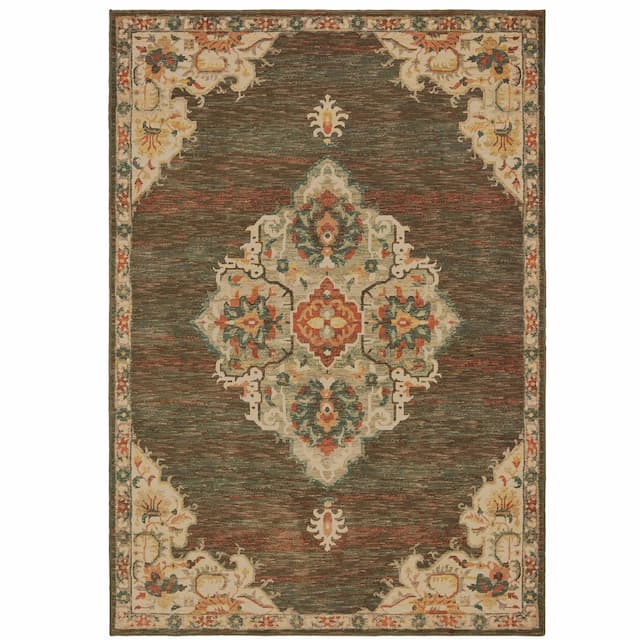 Toscana 9568C Charcoal/ Orange Indoor Area Rug - 1'10" x 3'