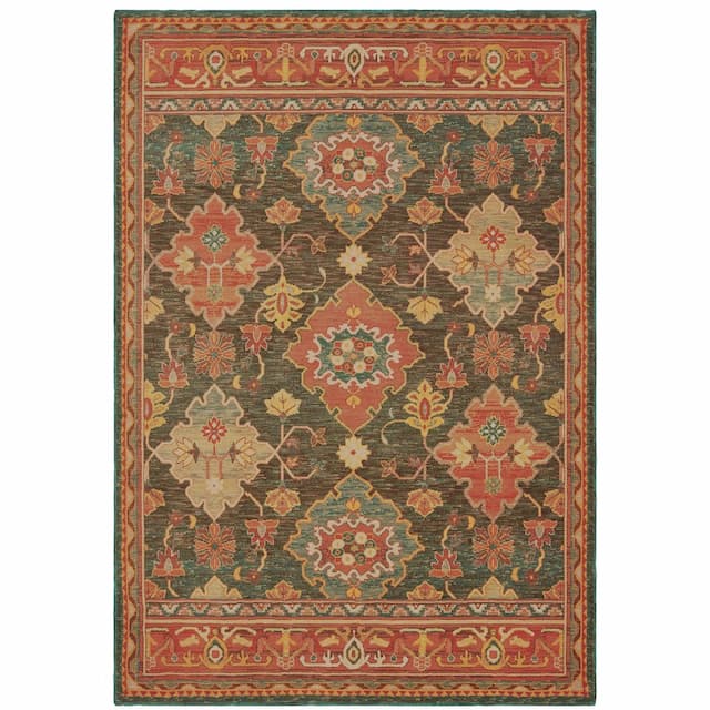 Toscana 9570B Charcoal/ Orange Indoor Area Rug - 9'10" x 12'10"