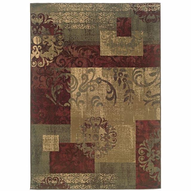 Tybee 851U6 Green/ Red Indoor Area Rug - 1'10" x 2'10"