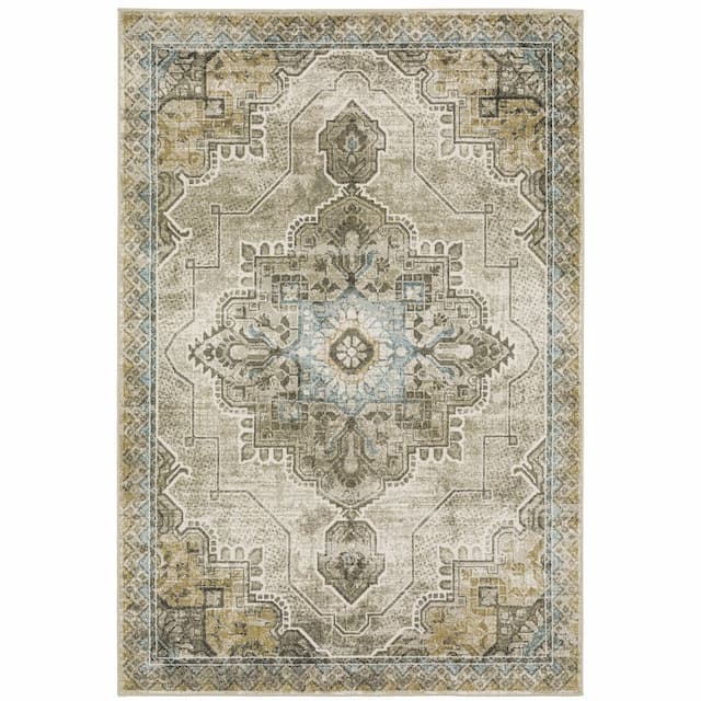 Venice 1104W Grey/ Blue Indoor Area Rug - 3'10" x 5'5"