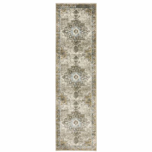 Venice 1104W Grey/ Blue Indoor Area Rug - 2'3" x 7'6"