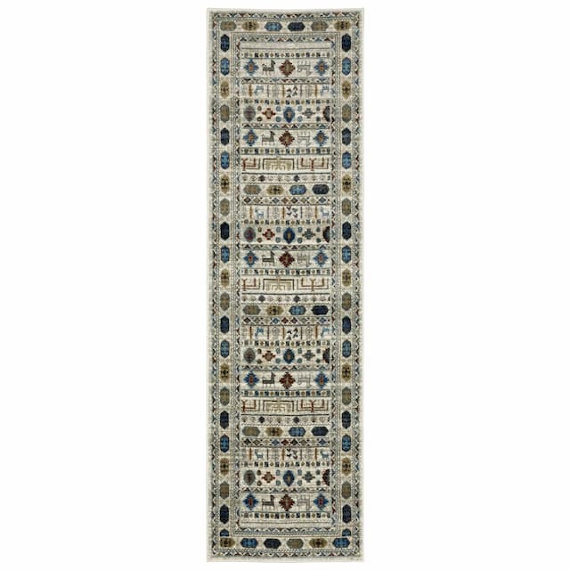 Venice 248W8 Ivory/ Multi Indoor Area Rug - 2'3" x 7'6"