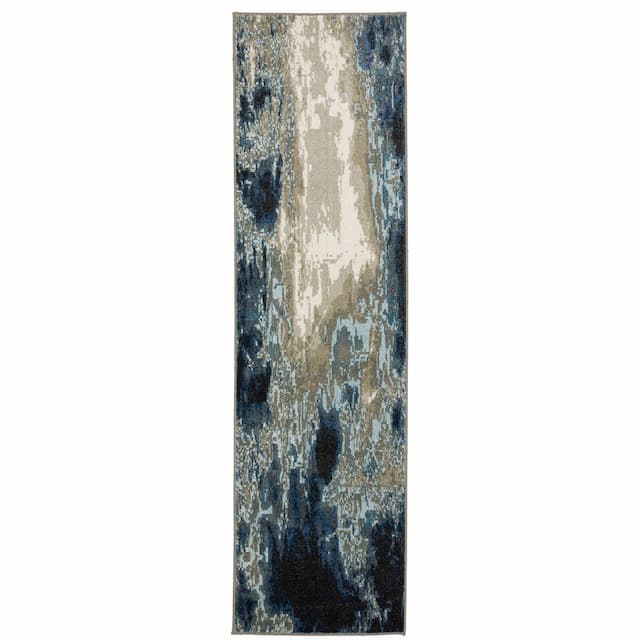 Venice 4151Z Blue/ Grey Indoor Area Rug - 2'3" x 7'6"