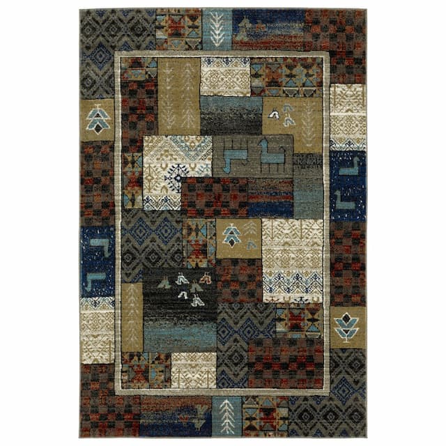 Venice 4258X Blue/Multicolored Indoor Area Rug - 3'10" x 5'5"