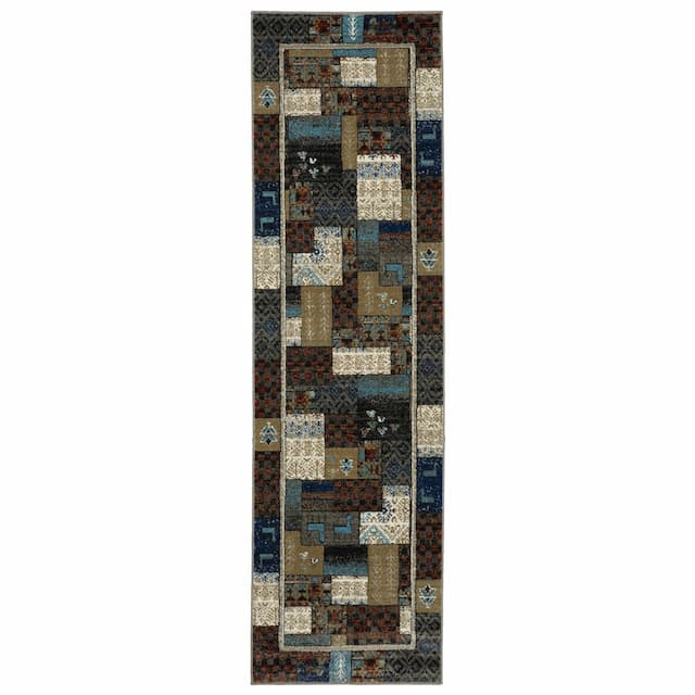 Venice 4258X Blue/Multicolored Indoor Area Rug - 2'3" x 7'6"