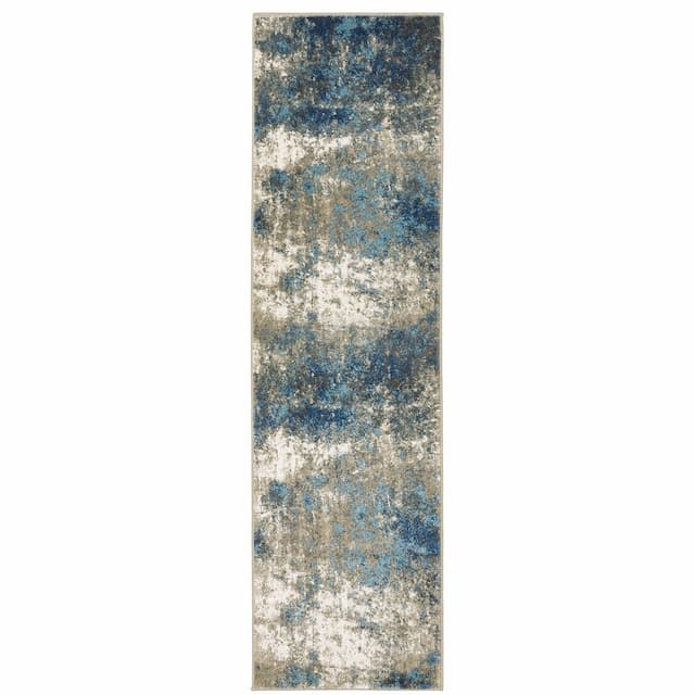 Venice 4332U Blue/ Grey Indoor Area Rug - 2'3" x 7'6"