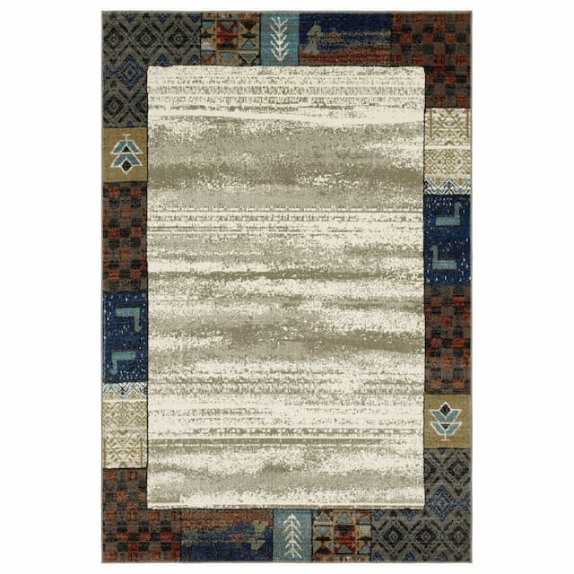 Venice 5774W Beige/ Multi-colored Indoor Area Rug - 3'10" x 5'5"